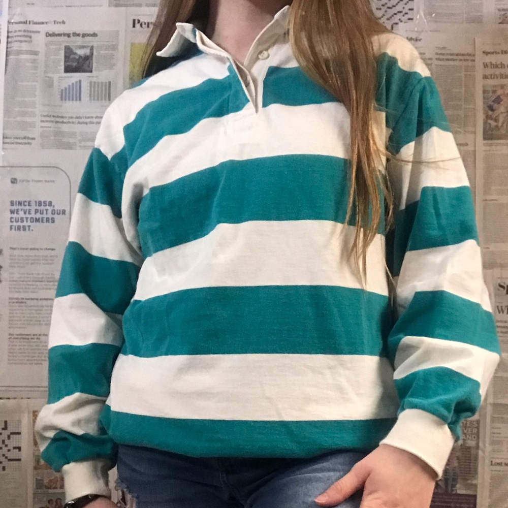 Vintage Women’s Rugby DJD Striped Collared Shirt